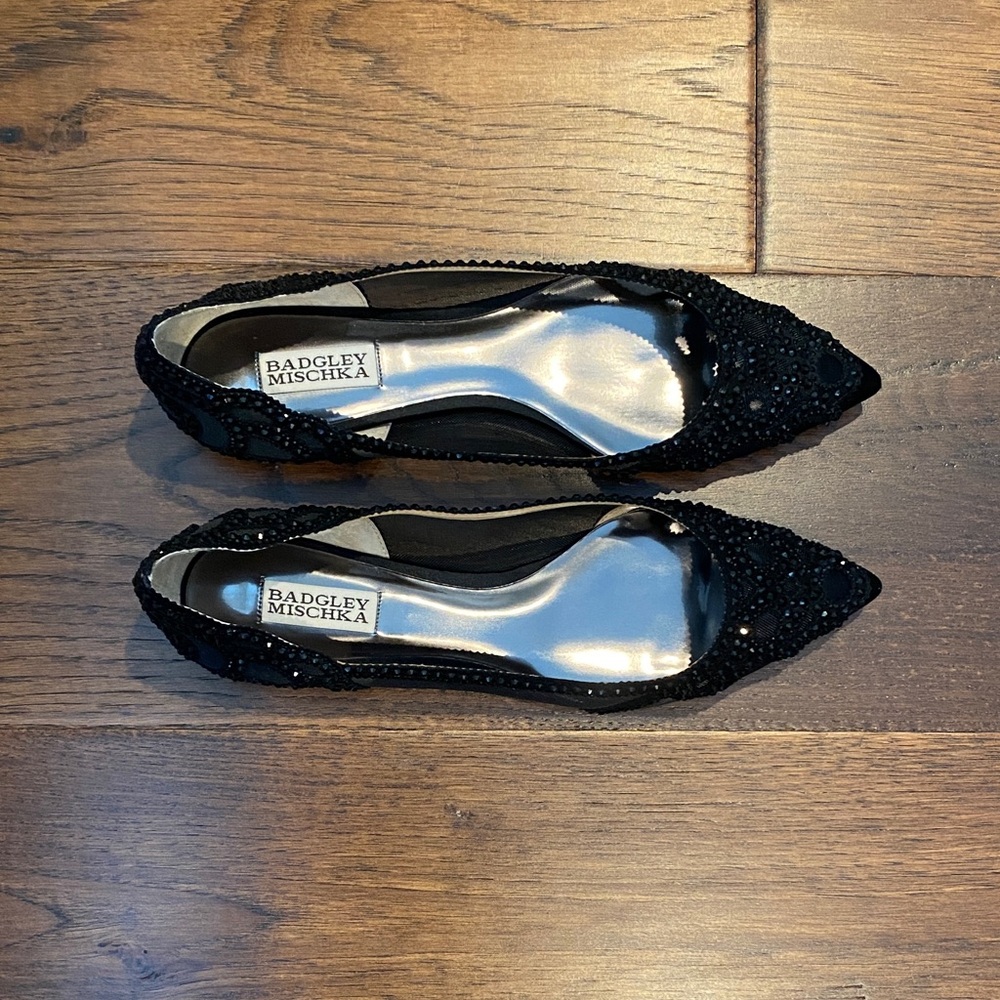 Badgley Mischka Black GIGI EmbellishedFlats - Picture 2 of 8